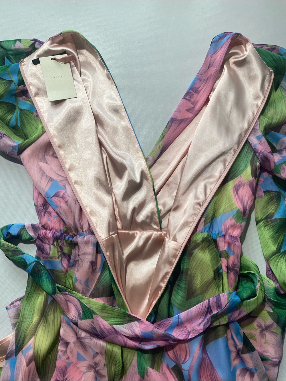 NEW Womens Alex Marie Laurel Chiffon Long Sleeve Mini Wisteria Dress $178 - Picture 11 of 12